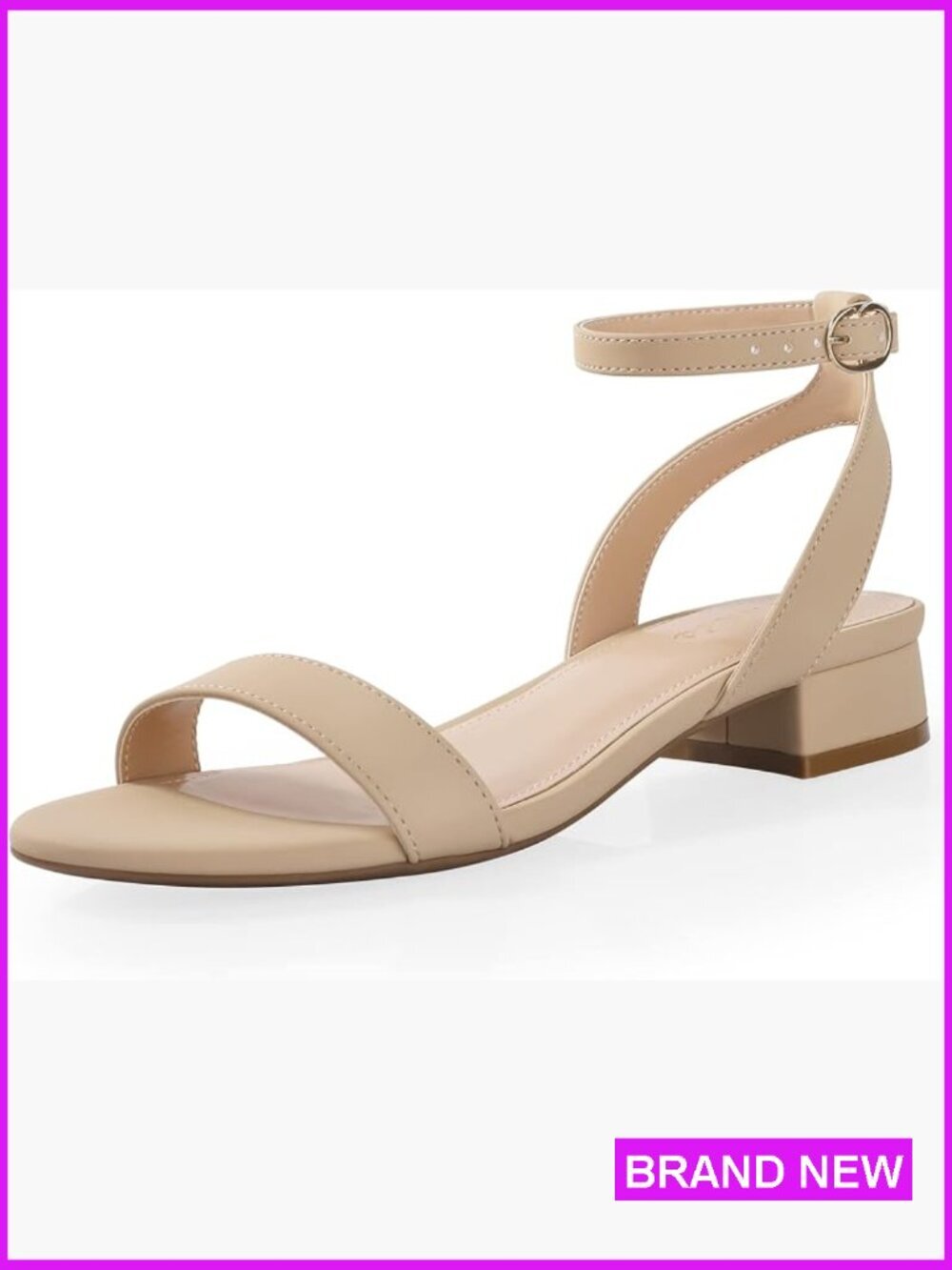 Strappy Open Toe Sandals Low Block Heel Adjustable Ankle Strap Dressy Summer